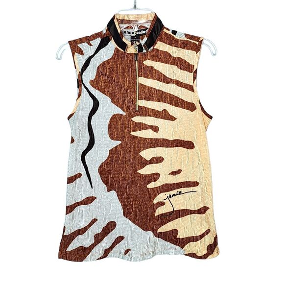 jamie sadock Tops - Jamie Sadock 1/4 Zip Sleeveless Women's Top Medium Abstract Print Signature